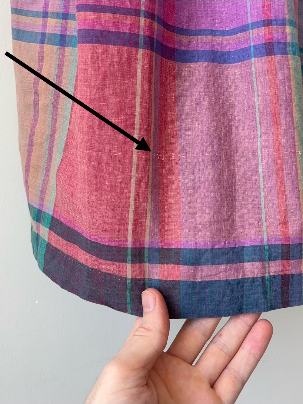 Ralph Lauren Madras Plaid Midi Skirt Sz 4 Hand Woven Rainbow 80s Blue Label - Picture 12 of 15
